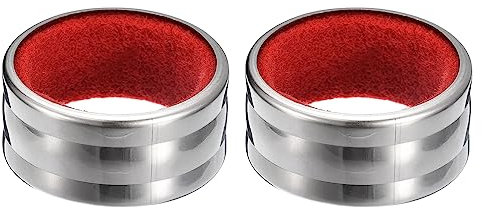 sourcing map Wine Bottle Collars, 2Pcs Stainless Steel Wine Drip Ring, 40mmx19mm Leakproof Ring Drip Stoppers for Wine Bottles, Wine Stop Accessories for Bar and Home (Red Silver)