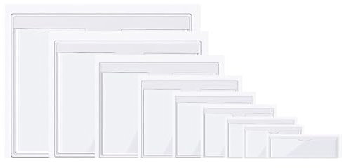 80 Stück Transparent Beschriftungsfenster Selbstklebend Visitenkarten Taschen Etiketten Kartenhalter Wasserfest Visitenkartentaschen in 18 Größen, für Büro Organisieren und Sort(Size:(A6)16 * 11CM)