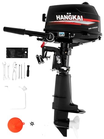 BAOCHADA Motore fuoribordo da 6 CV, motore fuoribordo da 4,4 kW a 2 tempi, motore fuoribordo per barca, raffreddamento ad acqua, velocità massima con grande serbatoio di 5500 giri/min
