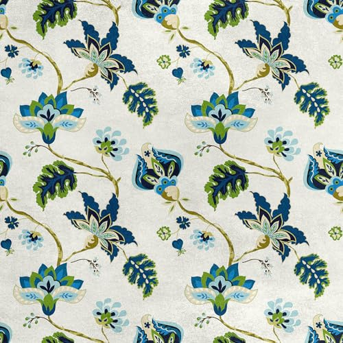 HEKO PANELS Samt Stoff Meterware Dekostoff Bedruckt Möbelstoff Polsterstoff Samtstoff Velvet Polyester Stoffe Zum Nähen Wasserabweisend Royal Blumen Vintage 140 x 200 cm RDX015