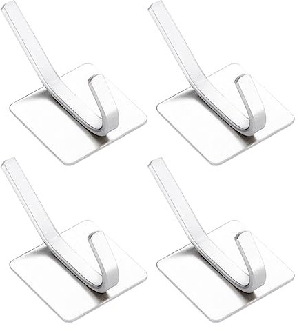 Handtuchhaken, hell poliert, 304 Edelstahl, doppelte Wandaufhängung, strapazierfähig, Bademantel-Türhaken, Badezimmerhalter, Garderobenleiste, Garderobe, Turm-Haken, Mehrzweck, kein Bohren
