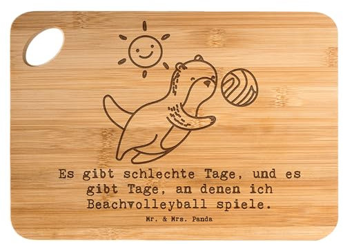 Mr. & Mrs. Panda Bambus - Schneidebrett Beachvolleyball - Geschenk, Sportler, Hackbrett, Dankeschön, Volleyballturnier, Auszeichnung,