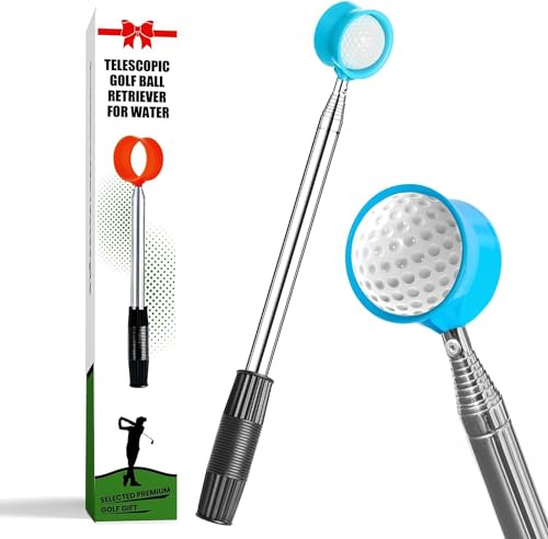 LOVMEAD Golfball Retriever mit Golfball Grabber, Teleskop Ballsammler Ballangel Golf für Golfliebhaber Golfanfänger und Golftraining, Ballrückholer Grabber Picker On-Course Golfzubehör (Blau-12ft)