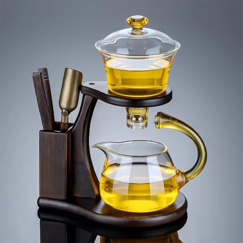 YoeEoay - Semi Automatic Tea Set, Lazy KungFu Glasteeservice, Tee Set Japanisch/Chinese, Teekanne Mit Magnet, Erwachsene Asiatisches Teeservice, Geschenk Zuhause Outdoor Für Teeliebhaber/Männer/Frauen
