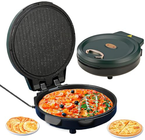 FfiMe Pizzera eléctrica, Horno de Pizza portátil de 12 Pulgadas, Parrilla y Plancha Interior, Horno de Pizza con Asas táctiles 2 en 1, Horno de Mesa portátil