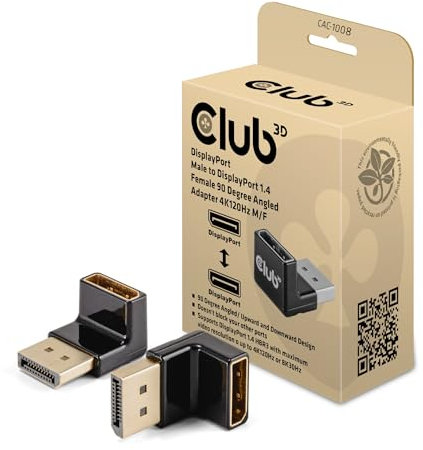 Club 3D CAC-1008 DisplayPort maschio a DisplayPort 1.4 femmina adattatore angolare 90 gradi 4K120Hz M/F