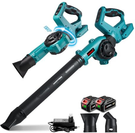Leaf Blower Garden Cordless - Powerful Cordless Leaf 350W Max Power, with Max Speed of 252km/h, 3 Adjustable Speed, 270° Rotatable Electric Leaf Blower