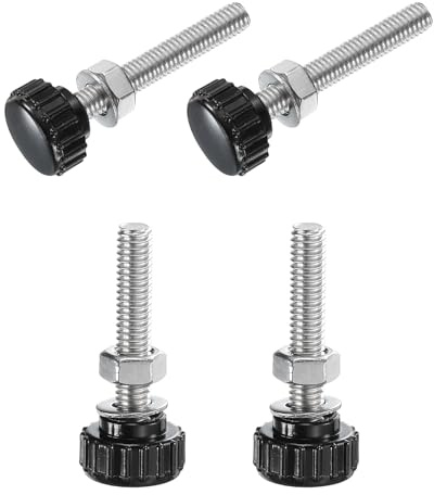 QUARKZMAN 4 Stück Rändelschraube mit Gewinde M6 x 40mm Rundkopfschraube mit Muttern Unterlegscheiben, Flügelschrauben Edelstahl 304 Klemmhebel 18mm Klemmknöpfe für Maschine