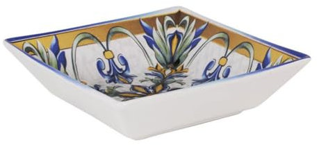 PEGANE Lot de 24 assiettes creuses carrés FLORA 530gr, service de table en porcelaine imprimée multicolore - Dimensions: 18 x 18 x 5 cm