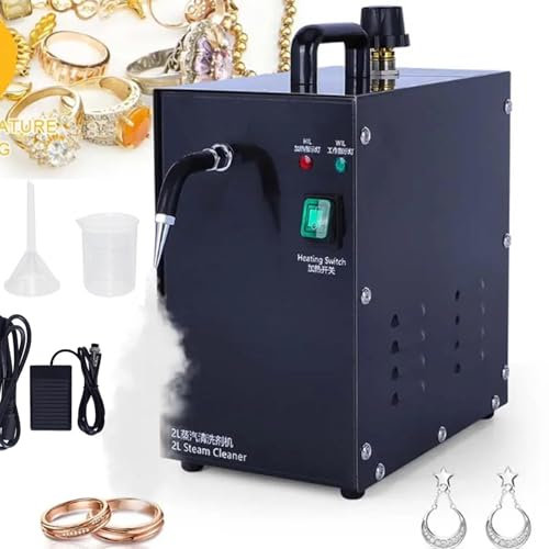 lealovengzh Smycken ångtvättare, 2 l ångrengöringsbricka, 1300 w guld silver smycken ångsilver, guld ångrengörare guldsmedsutrustning, rengöring tvättmaskinstemperatur 135 °C, svart
