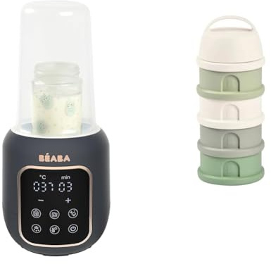 BÉABA, 1 Chauffe-Biberon/Stérilisateur et 1 Boite Doseuse, Chauffe Lait Multifonctions : 5 Modes, Bain-Marie, Chauffe Petit Pots, Décongelation, Mode Rapide, Mode Stérilisation, Multi Milk