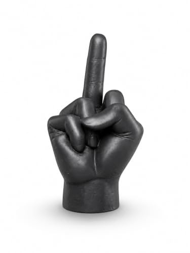 Beton Deko Mittelfinger Steinfigur Steinguss Gartenfigur anthrazit grau