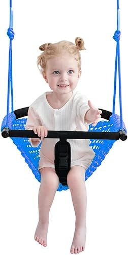 ROPECUBE Toddler & 2-in-1 Baby Swing - Adjustable Rope Swing Seat for Kids Indoor & Outdoor Durable Backyard for Infants & Toddlers(Blue)