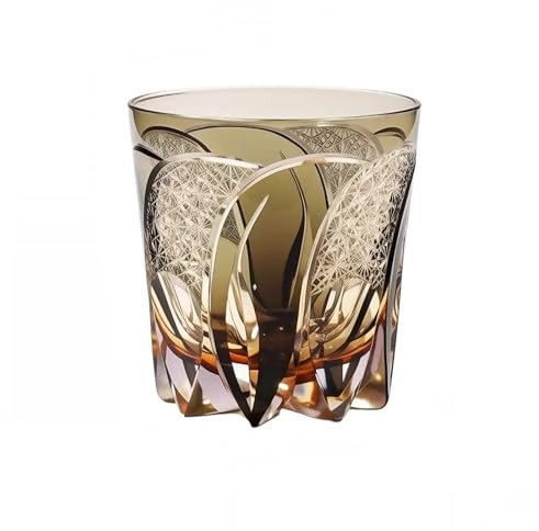 LOUISEYUN Edo Kiriko Verre à whisky en cristal taillé à la main Style japonais 320 ml – Verres à cocktail, vodka, bière avec coffret cadeau