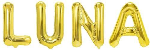 Party Austria Folienballon Schriftzug mit Wunschnamen 35cm Höhe Buchstabenballon Namensballon Mädchennamen weibliche Namen Frauennamen Luftballon (Luna)