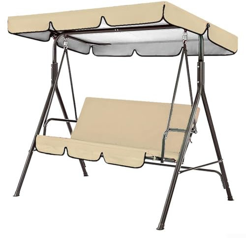 Toldo de repuesto para columpio de jardín de 3 plazas, impermeable, resistente al viento, anti-UV, resistente, a prueba de rasgaduras, cubierta superior de jardín (beige, 195 x 125 x 15 cm)
