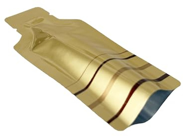 WACCOMT Pack 100 stycken vakuumförseglbara Mylar flaskformade påsar med värmeförseglbar platt aluminiumfolie och tårspår för förvaring (guld, 7,5 x 13 cm (3 x 5,1 tum)