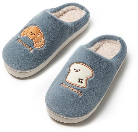 JOMIX Pantofole Donna Invernali Calde con Suola Antiscivolo Ciabatte Casa Morbide in Tessuto Felpato Slippers Blu Comode per Pavimenti in Legno e Piastrelle Idea Regalo Inverno WPW255165 Blu 36/37