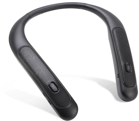 Lazmin112 Enceinte Bluetooth à de Cou, Enceinte Portable sans Fil, 12 Heures d'autonomie, Son stéréo 3D, Micro intégré, IPX4, Poids Plume de 90 g, Ergonomique