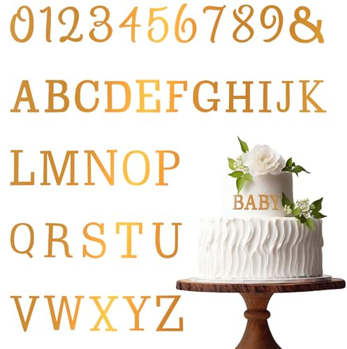 LXUEJIE 37 Stück Buchstaben Deko Torte Gold Zahlen 0-9 A-Z Großbuchstaben