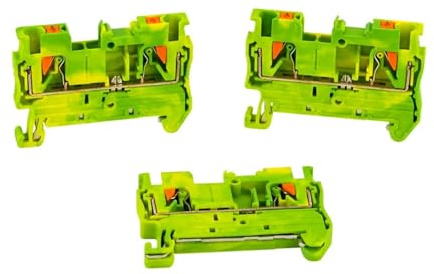 Morsetto di terra for guida DIN da 10 pezzi PT-2.5PE con collegamento a molla passante, conduttore a pressione PT2.5-PE