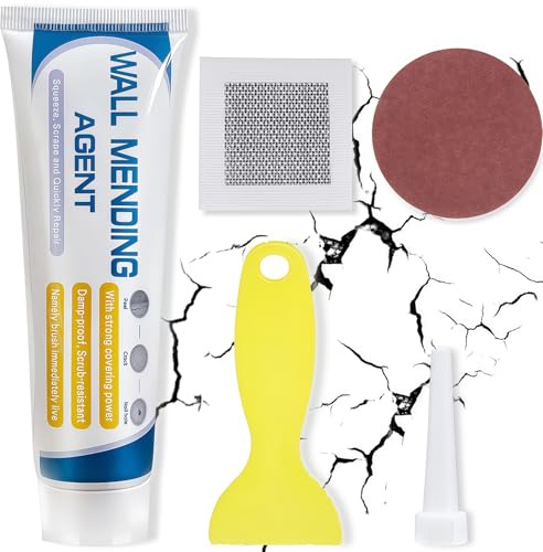 Wall Repair Kit - All-in-One Spackle Paste with Patch, Sandpaper & Scraper for Quick Drying Fix of Holes, Cracks & Graffiti on Drywall