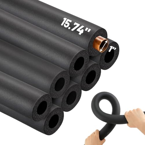 UCandy 8 Pack Pipe Insulation Foam Tube 1 ID*3/8 TH-15.74 Foam Tubing Black Pipe Cover Heat Preservation for Outdoor Water Pipe Insulation,AC Unit, Exercise Machine Handle & Roof Rack Etc