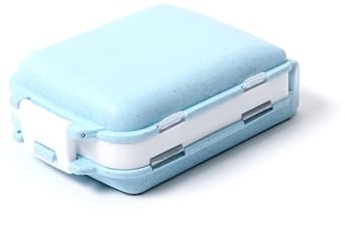 QUXVUIS Portapillole Contenitore Pieghevole Multi Griglie Tablet Organizer Borsa di Stoccaggio Divisori per Compresse Dispenser di Assistenza Sanitaria da Campeggio, blu paglierino