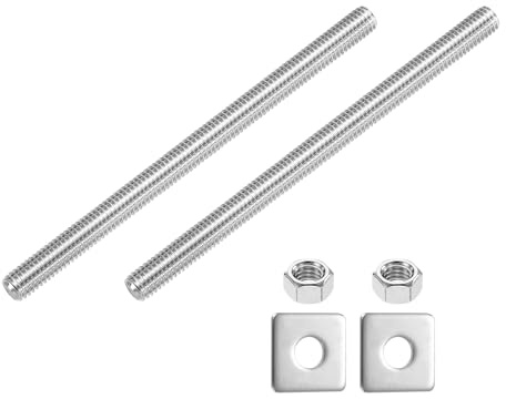 QUARKZMAN Barra Filettata Completa 3/8-16 UNC, 2Pz 304 Acciaio Inossidabile Vite Lunga 150mm/5.9 Lunghezza Con Rondelle Quadrate Per Montaggio Mobili