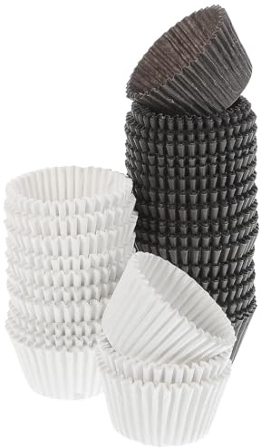 jojofuny 1000 Cápsulas de Papel para Magdalenas Grandes Moldes para Cupcakes Blancos y Marrones Envoltorios para Postres Resistentes y Seguros Ideales para Fiestas y Repostería