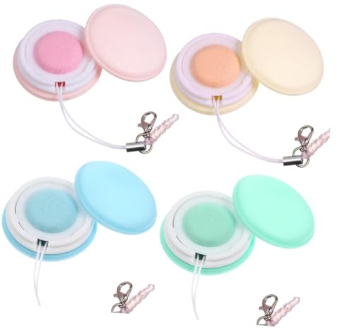 MALUGOGO 4Pcs Macaron Phone Screen Cleaner Pads with Keychain, Dual-Sided Microfiber Wipes for Cellphone, Eyeglasses, Camera Lenses – Portable Screen Cleaning for Smartphones Random Color