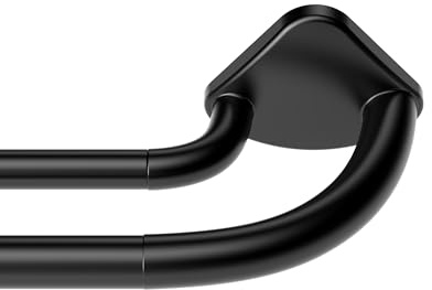 Wrap Around Curtain Rod 28 to 48 Inch, 3/4 Inch Adjustable Double Blackout Curtain Rod, Metal Thickened Hidden Base Curved Drapery Rod, Black