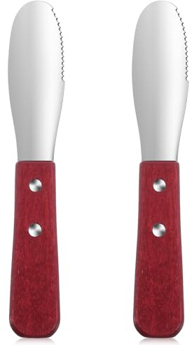 Thrymme 2 Pcs Spreading Knife, Stainless Steel Better Butter Spreader with Chestnut Wood Handle for Sandwich & Cream