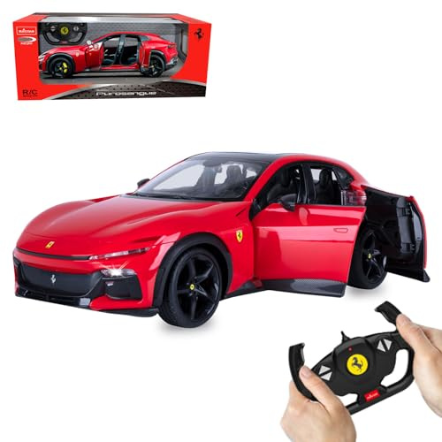 JAMARA 402256 Ferrari Purosangue 1:14 2,4GHz Tür manuell, Auto ferngesteuert RC Car, Kinder Spielzeug mit Fernbedienung, Modellauto, Geschenk für Kinder, LED Licht, Fahrwerksfederung