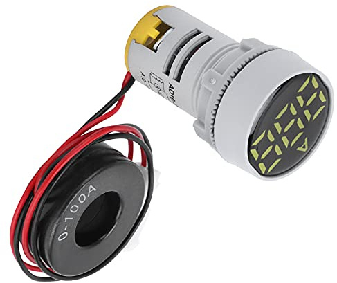 Aramox Misuratore di Corrente Digitale Amperometro da Pannello in Cristallo 220 V CA Indicatore di Corrente Rotondo da 0 A 100 A Display Trasparente Custodia Ignifuga per Monitoraggio Elettrico del