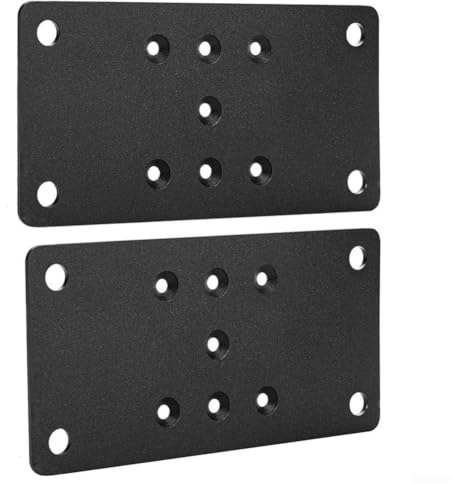 Paquete de 2 bases de poste de acero para hormigón de 6.5 x 3.5 pulgadas, anclaje de poste de valla resistente con agujeros preperforados para barandilla de cubierta, patio, jardín, color negro