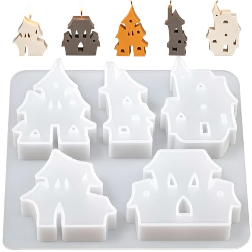 Castle Design Halloween Mould, 5 Cavity Nonstick Silicone