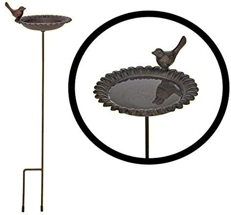 Bambelaa! Vogeltränke Gusseisen Garten Vogelbecken Vogel Wasser Vogelbad Futter Schale Wasserstelle Tränke stehend 1 Stück zum Stecken