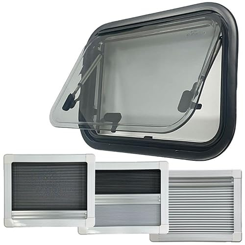 Shield Autocare Round Edge Cassette Window for Campervan Motorhome Caravan with Black Out Blinds & Fly Net Screen (900 x 450)