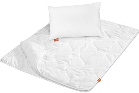 sleepling 197123 Barnsängkläder 40 x 60 cm, påslakan 100 x 135 cm, 4 säsonger, mikrofiberfilt, Ökotex-certifierad, värmegaranti, tillverkad i EU, vit