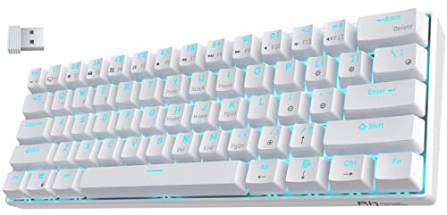 RK ROYAL KLUDGE RK61-US Cableado QWERTY/Bluetooth 60% de Sabor mecánico, Accesorios de Sabor ABS, Pantalla Plana, para iOS, Android, Windows y Mac, Blanco, US QWERTY