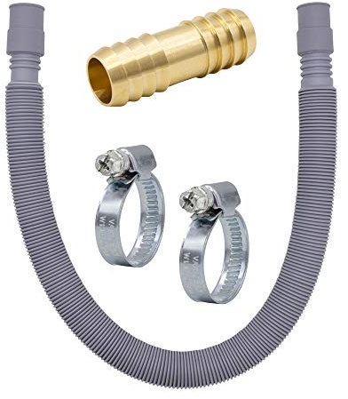 VARIOSAN Ablaufschlauch Verlängerung Set 14955, 60-200 cm, ausziehbar, 3/4, inkl. Messing Schlauchverbinder und Schlauchschellen, für Waschmaschine und Geschirrspüler