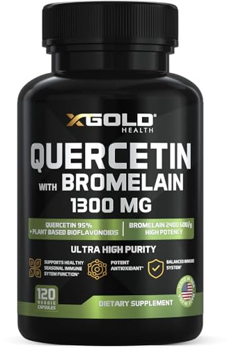 Micronized Quercetin + Bromelain 1,300mg Quercetin: 95% - Highly Purified and Highly Bioavailable Plus Bromelain 2,400 GDU/g - Made in USA | 120 Capsules