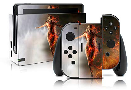 Folien Skin für Spiele Konsole Joy-Con und Ladestation Aufkleber Set Top Schutz gegen Kratzer Design Sticker Cover passgenau selbstklebend RX021 (Nr. 11 Good Evil)