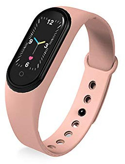 Pulsera de Banda Inteligente M5, IP67 Reloj Inteligente a Prueba de Agua Pulseras Presión Arterial/Monitor de frecuencia cardíaca/Podómetro Pulsera Deportiva Rastreador de Actividad física (Rosa)