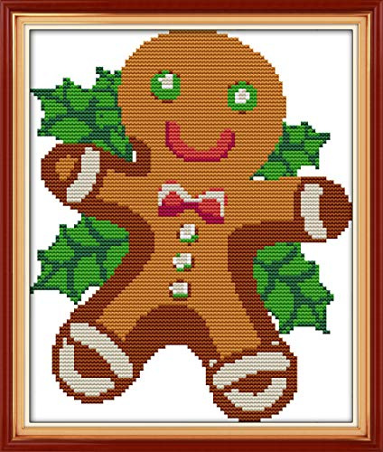 Kreuzstich Stickpackungen Vorgedruckt, OWN4B Weihnachten Plätzchen Bilder 11CT 10,2x13,4 Zoll DIY Stickpackung Set