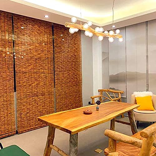 Garten Rollo Bambus,Natural Schilf Vorhang,Bambusrollo Raffrollo,Bambusrollos,Wohnzimmer Dekoration Trennwand,Schatten/Atmungsaktiv,50cm Bis 160cm Breit,Karbonisierung (90x170cm/36x66.9in)