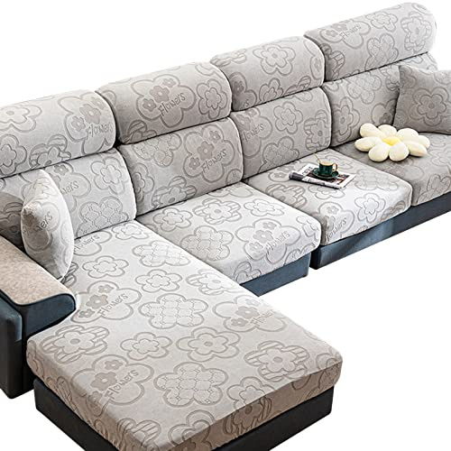 fmopq Housse de Coussin de Siège Extensible Housse de Coussin de Canapé Jacquard Antidérapant 1 Pièce Housse de Siège de Canapé Couvre pour Canapé Protege de Meubles (Light Gray 13)