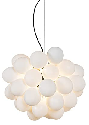 Qazqa - Design Art-Deco-Hängelampe I Pendellampe I Pendelleuchte schwarz mit Opalglas 8-flammig rund – Uvas I Wohnzimmer I Schlafzimmer - Kugel I Kugelförmig - LED geeignet G9