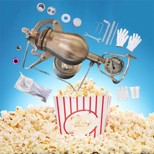 Wygwlg Alte Chinesische Popcornmaschine 420ml, Edelstahl-Handkurbel-Handkanone, Lebensmittelverstärker, Popcornmaschine Mit Offener Feuerheizung Und Manometer Zur Herstellung Von Popcorn